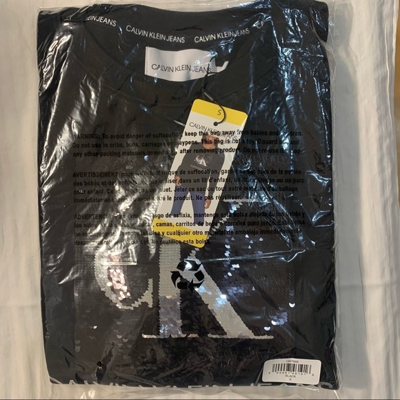 New Calvin Klein Jeans Sequin Sweatshirt  Black - Picture 7 of 14